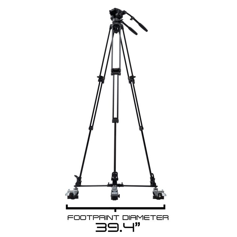 iKan EG780A2D 2-Stage Aluminum Fluid Head Tripod Kit w/ Dolly, 22 lbs Payload, w/ Adjustable Drag (E-Image)
