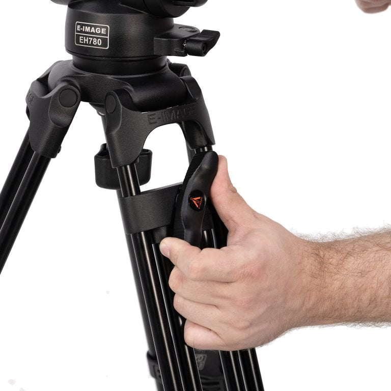 iKan EG780A2D 2-Stage Aluminum Fluid Head Tripod Kit w/ Dolly, 22 lbs Payload, w/ Adjustable Drag (E-Image)