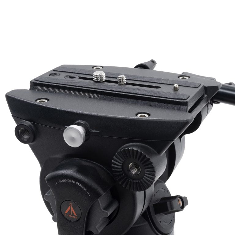 iKan EG780A2D 2-Stage Aluminum Fluid Head Tripod Kit w/ Dolly, 22 lbs Payload, w/ Adjustable Drag (E-Image)