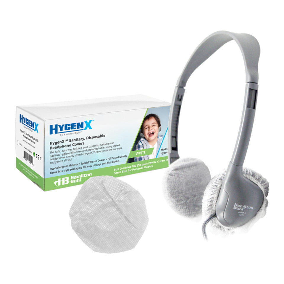 HamiltonBuhl HygenX25 Sanitary, Disposable Ear Cushion Covers for 2.5" Personal-Sized Headphones and headsets, 50 Pairs, WHITE