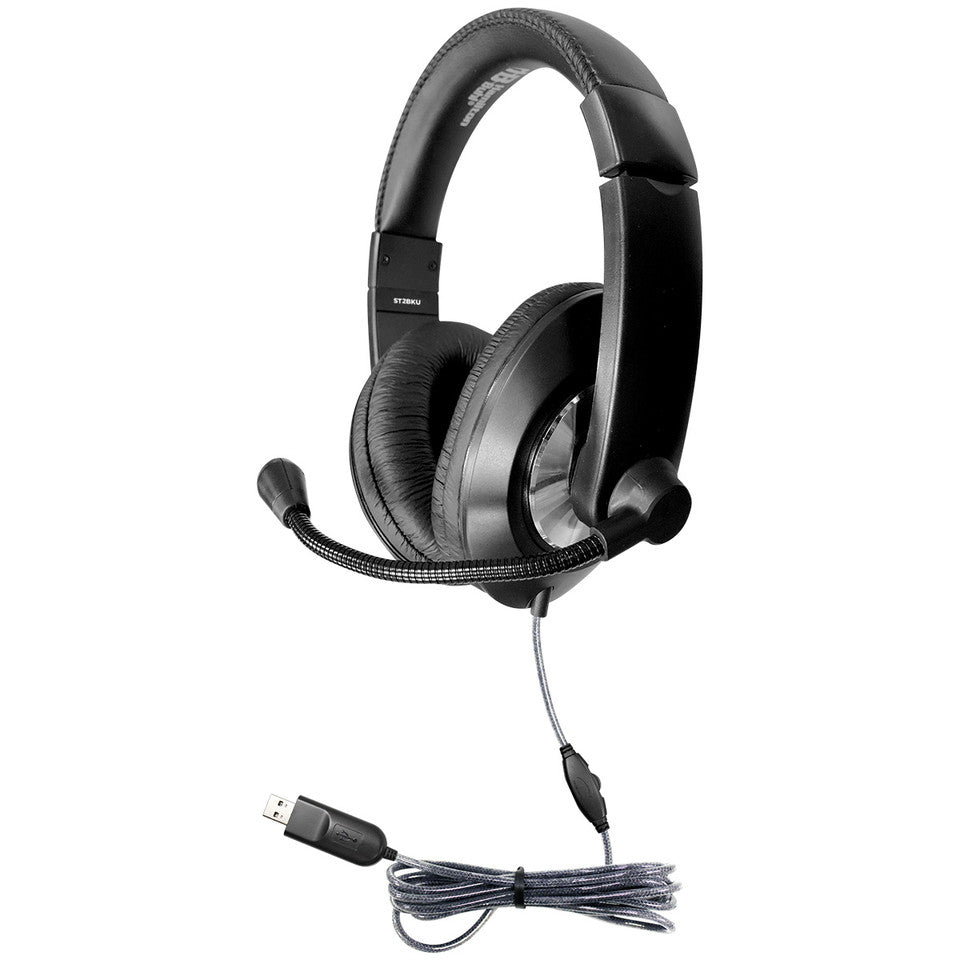 HamiltonBuhl ST2BKU Smart-Trek™ Deluxe Stereo Headset with In-Line Volume Control and USB Plug