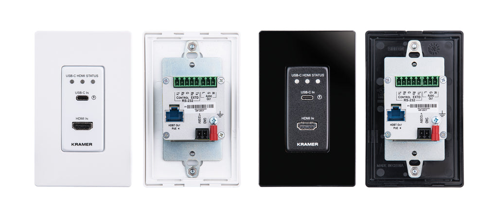 Kramer WP-20CT/US-D (W/B) 4K60 4:2:0 HDMI & USB–C Wall–Plate Auto Switcher/Transmitter over Long–Reach HDBaseT