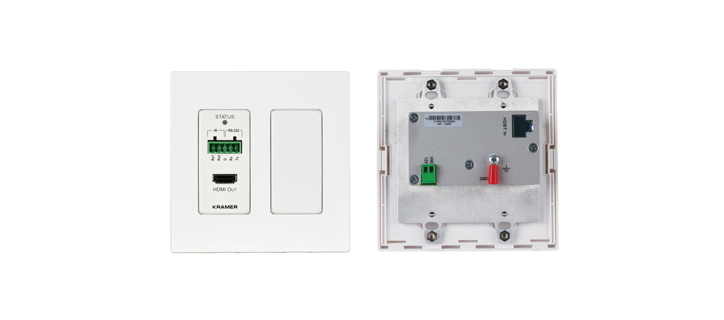 Kramer WP-789R/US-D (US) 4K60 4:2:0 HDMI 2–Gang PoE Wall–Plate Receiver with RS–232 & IR over Long–Reach HDBaseT