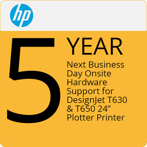 HP 5-Year Next Business Day Onsite Hardware Support for DesignJet T630 & T650 24" Plotter Printers
