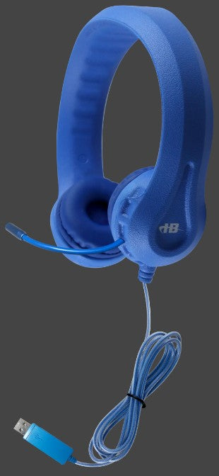 HamiltonBuhl Kids Blue Flex-Phone USB Headset with Gooseneck Microphone